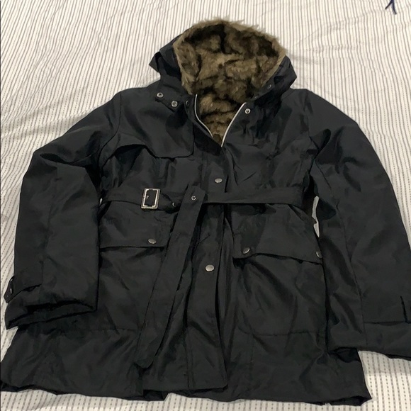 Jackets & Blazers - Black women’s faux fur lined trench coat